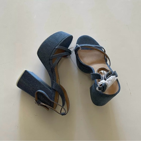 Chelsea and Violet Women’s Denim Ankle Strap Platform Dress Sandals - Picture 5 of 7